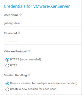 Credentials for VMware/XenServer