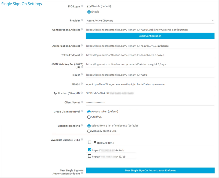 Single Sign-On Settings